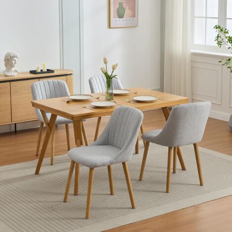 Lunsy – Lot de 4 chaises de salle à manger – Pieds en bois de caoutchouc – Coussin en cuir artificiel – Dimensions 48 x 43 x 81 cm – Confort optimal
