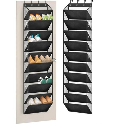 Lunsy – Organiseur de chaussures suspendu – 10 niveaux – Capacité jusqu'à 20 paires – Dimensions 42,9x24,9x180 cm – Installation facile avec crochets métalliques