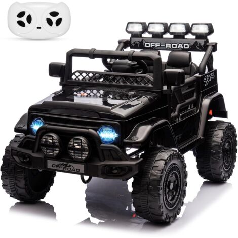 Lunsy – Voiture électrique pour enfants 3-8 ans – 12V avec télécommande 2,4G – 3 vitesses, klaxon, musique, LED – Suspension à ressorts