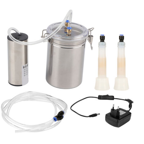 Luocute 2L Elektrische Melkmaschine, tragbar für Kühe, mit Vakuumpumpe, Edelstahleimer, für Milchviehbetriebe, Schafe, Ziegen (für Rinder, EU-Stecker)