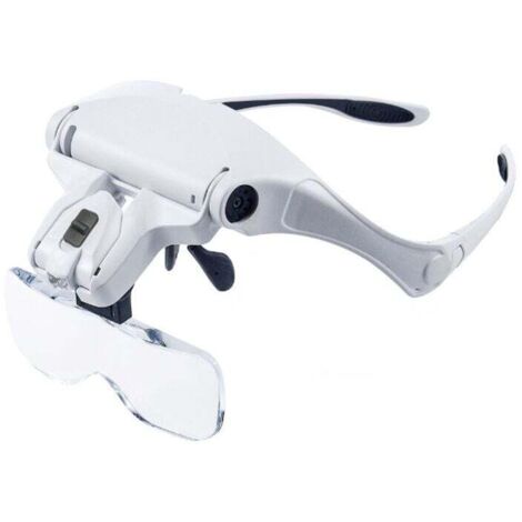 Lupa con 2 LED: Lupa iluminada, lupa de cabeza para lectura, para trabajos de precisión, reparaciones, costura, joyería, relojes y manualidades. 5 lentes extraíbles (de 1.0x a 3.5x).