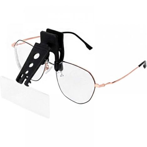 Lupa con clip para gafas con 3 lentes intercambiables, con clip y abatible, manos libres 1,5x, 2,5x y 3,5x para leer, coser, aficiones y mapas.