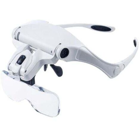 Lupa con luz manos libres, diadema con 2 luces LED para lectura y ocio, 5 lentes intercambiables (1.0x a 3.5x) A+