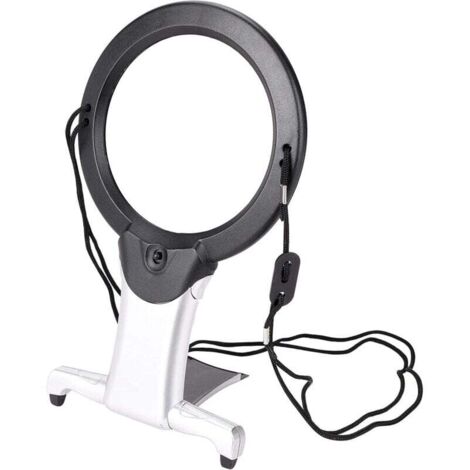 Lupa con luz y soporte, 22,2 x 13,5 x 2 cm, lupa 6x con luz, lupa manos libres con soporte, lupa grande con 2 luces LED