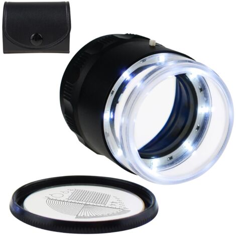 Lupa de 10 aumentos con distancia focal ajustable, lupa plegable con luz y 8 luces LED para piedras preciosas, joyas, monedas y sellos.
