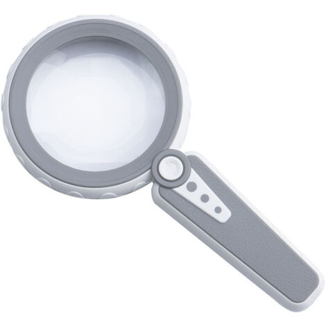 Lupa de 45 aumentos con luz, lupa de bolsillo de 11,7 cm (4,6 pulgadas), ideal para personas mayores, para leer, examinar joyas, monedas, etc. - Gris