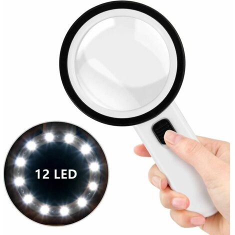 Lupa de bolsillo con luz LED de 30 aumentos, 100 mm