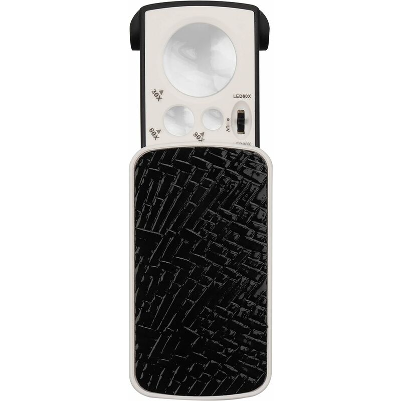 

Lupa de bolsillo deslizante iluminada por LED 30X 60X 90X Lupa portátil pequeña de múltiples poderes con luz negra, ideal para joyas, diamantes,