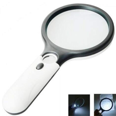 Lupa de bolsillo para leer joyas con aumento de 45x y 3 LED.