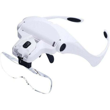 Lupa de cabeza AIPERQ, lupa de diadema iluminada con 2 LED para trabajos de cerca y joyería.