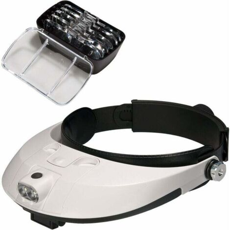 Lupa de cabeza con lámpara LED, lupa para reparación, XU, fabricación de joyas, costura, manualidades, monitoreo de circuitos - KZQ