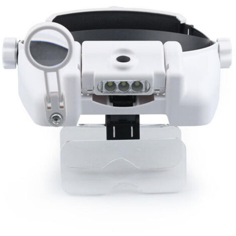 Lupa de cabeza con múltiples aumentos, lupa con triple iluminación LED, aumento de 1x a 14x, 5 lentes incluidas, batería recargable por USB.