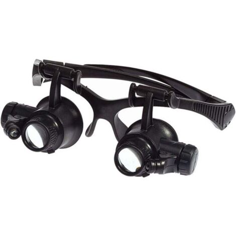 Lupa de cabeza LED AIPERQ 10X, 15X, 20X y 25X con lente óptica de doble ojo y luz LED, ideal para medición, reparación de relojes y joyería UC02