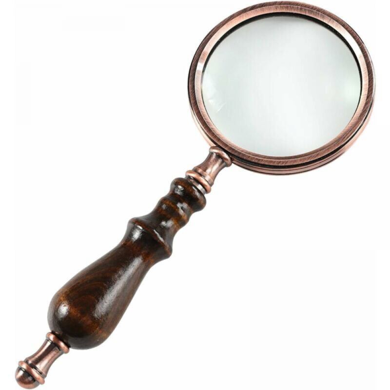 Cyslmuk - Lupa de cobre antiguo 10X con mango de madera y cristal real, la mejor lupa de lectura para personas mayores, degeneración macular