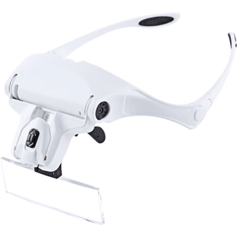 Lupa de diadema con 5 lentes (1.0X-3.5X), lupa de diadema con 2 luces LED, lupa multifuncional para gafas, lupa ajustable, herramienta de aumento