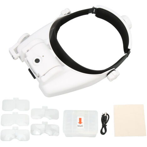 Lupa de diadema recargable MG82000M con 3 LED, 23 niveles de aumento, para la cabeza, ABS y acrílico.