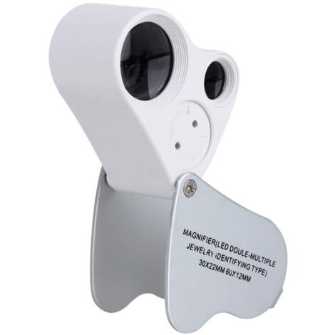 Lupa de joyero, lupa de bolsillo metálica plegable de 30x y 60x con iluminación LED, para relojería, gemas, joyería, piedras, sellos, monedas, relojes, pasatiempos, maquetas, lupa, reconocimiento de m