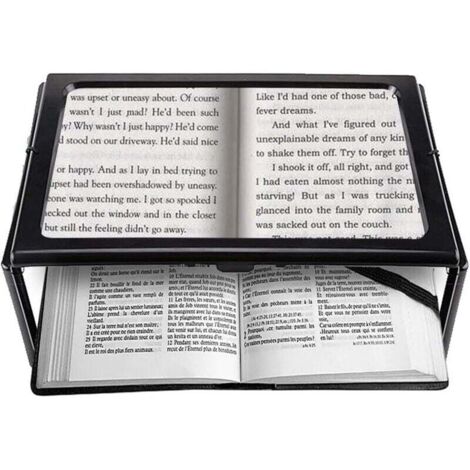 Lupa de lectura con 4 luces LED, aumento 3X, lupa rectangular iluminada A4 con soporte, lámpara de aumento para libros, personas con discapacidad visual, ancianos, costura, joyería C