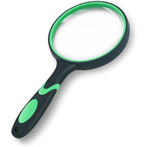 Lupa de lectura de 10 x 100 mm para niños, ideal para libros, periódicos, observación de insectos, experimentos científicos, con agarre de goma antideslizante.