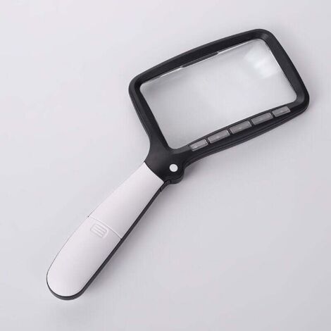 Lupa de lectura rectangular KZQ, lupa iluminada, 3 aumentos, 5 luces LED, 2 modos de intensidad, ideal para personas mayores, niños, aficionados, manualidades y relojeros.