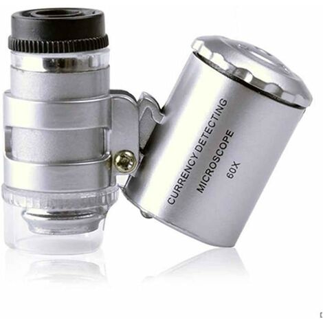 Lupa de mano 60X mini microscopio de mano lupa UV buscador de monedas lupa de joyero con luz LED