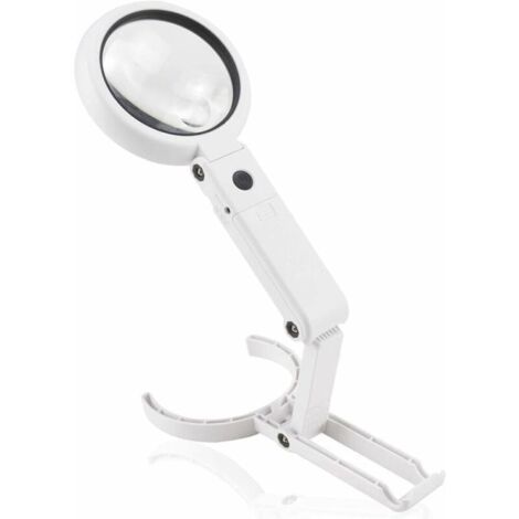 Lupa de mano con luz LED, lupa de lectura, lupa de sobremesa con soporte plegable para lectura, inspección, soldadura, procesos y reparaciones, Ø75 mm