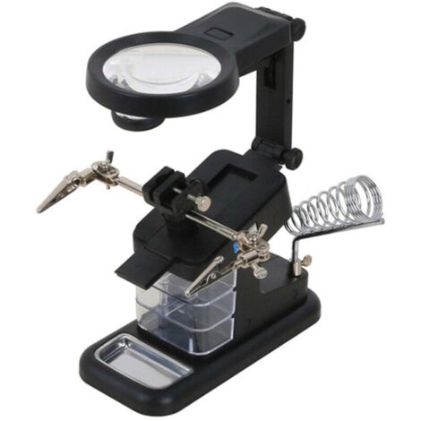 Lupa de mesa AIPERQ con LED 3X 4.5X, lupa de tercera mano para soldar, con clip para ingenieros electrónicos, cosmetología médica, relojeros y reparación de relojes.