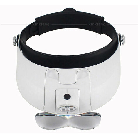 Lupa de montaje en cabeza con luces LED duales Lente de 1 x 1,5 x 2 x 2,5 x 3,5 con baterías para lectura, mantenimiento, inspección, soldadura, bordado