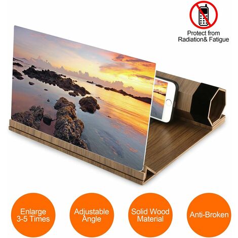 Lupa De Pantalla MINKUROW, Amplificador De Pantalla De 12 Pulgadas Para Teléfonos Inteligentes, Proyector Plegable, Ampliadora, Pantalla 3d, Soporte De Teléfono De Madera, Zoom, Soporte, Lupa, Para To