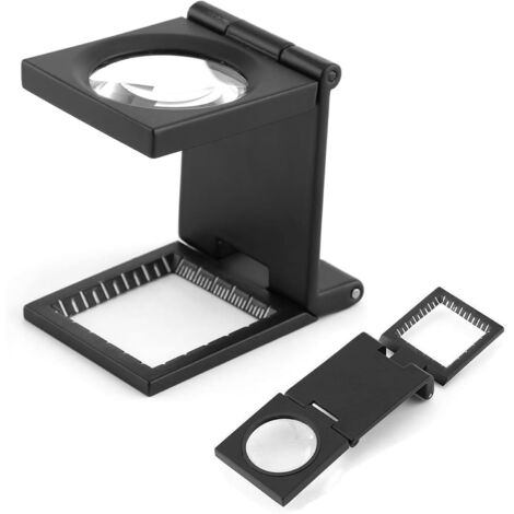 Lupa de sobremesa con contador de hilos, contador de hilos metálico plegable, lupa, lupa de pie, aumento de 10x, para trabajo, oficina en casa, reparaciones, aficiones, manualidades, periódicos