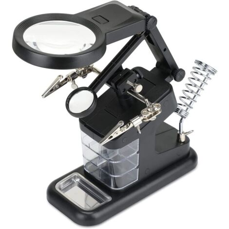 Lupa de tercera mano multifuncional YMYNY 3X/4.5X/25X con soporte de 10 LED y soporte para soldador para aficiones de soldadura.