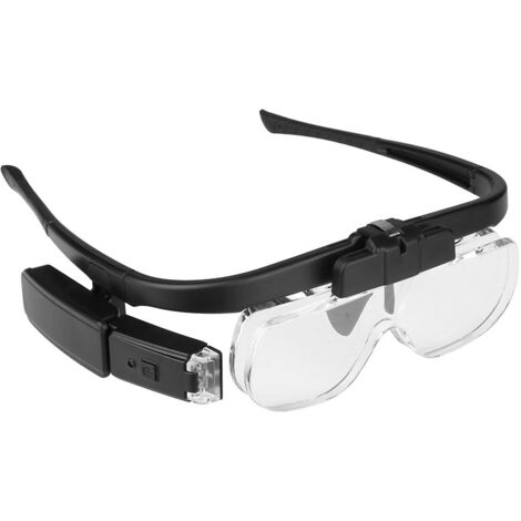 Lupa frontal recargable por USB con luz LED, 6 niveles de aumento ajustables, adecuada para reparaciones, lectura y tratamientos cosméticos.