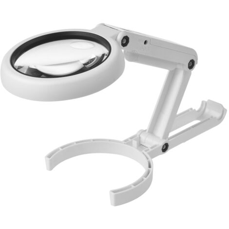 Lupa LED iluminada 5X 10X con soporte – Lupa de escritorio portátil con aumento de 75 mm + 19 mm – Ideal para relojería, electrónica y extensiones de pestañas.