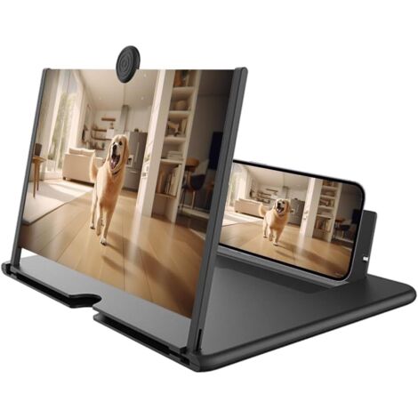 Lupa para pantalla de smartphone, soporte plegable 3D HD para teléfono, ángulo ajustable, lupa universal portátil para padres y familias, adecuada para películas, juegos y vídeos (Negro - 10 pulgadas)
