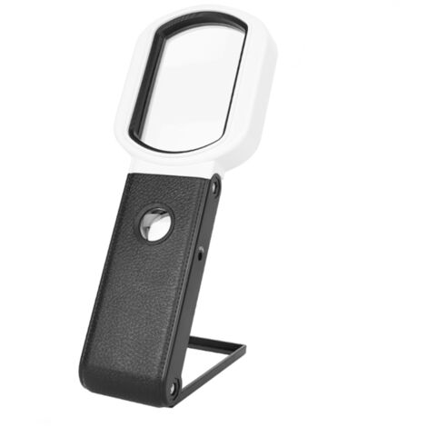 Lupa portátil multifuncional con aumento ajustable de 10x/25x, espejo de lectura cuadrado plegable con 6 LED y 2 lámparas UV.