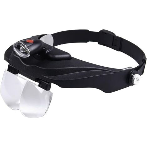 Lupas con luz LED para extensiones de pestañas, lupas con 4 lentes diferentes para trabajos de cerca, diadema con diseño de lobo.