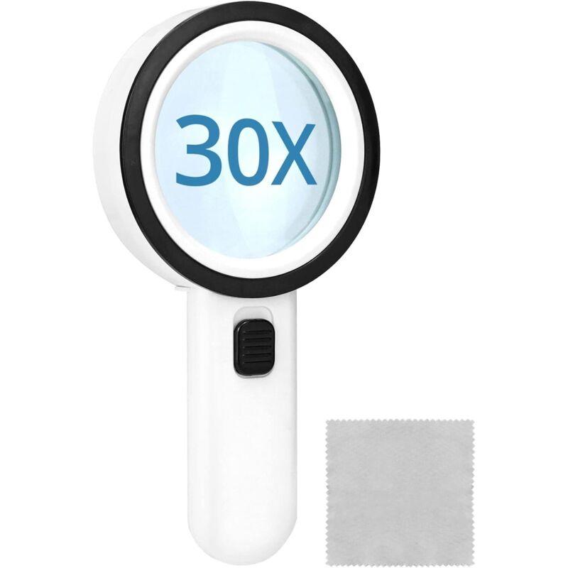 Image of Lupe mit 12 Led Licht, 30X Handlupe Leselupe, leselupe mit licht, für Lesen, Handwerk, Juwelier