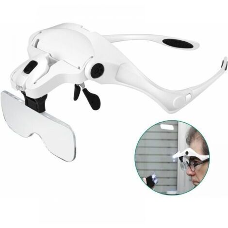 Lupe mit 2 LEDs - Beleuchtete Lupenleuchte zum Lesen, für alle Präzisionsarbeiten, Reparaturen, Nähen, Schmuck, Uhren und Handwerk - 5 austauschbare Linsen (1,0X bis 3,5X)