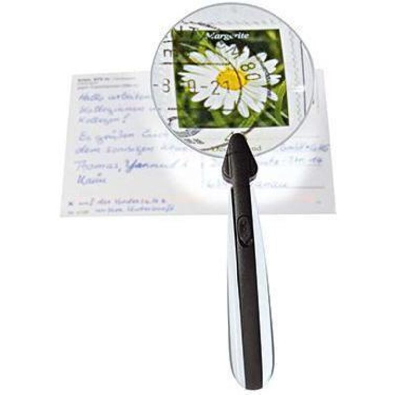 Lupe mit LED-Licht rahmenlos schwarz/chrom rund