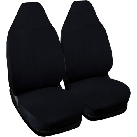 Lupex shop - Coppia coprisedili anteriori per auto Smart.2s (W451), Made In Italy, con copri poggiatesta, tessuto poliestere, Senza logo, colore - Nero