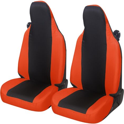 Lupex shop - Coppia coprisedili anteriori per Smart (W450,W451 e W453), Made In Italy, tessuto policotone, Senza logo, Nero\Arancio