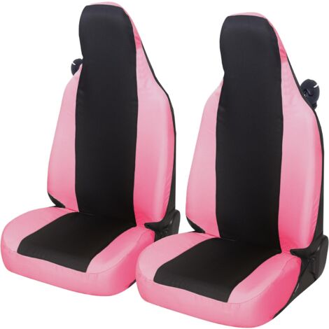 Lupex shop - Coppia coprisedili anteriori per Smart (W450,W451 e W453), Made In Italy, tessuto policotone, Senza logo, Nero\Rosa