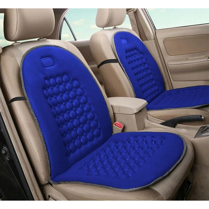 Image of Lupex Shop - Coppia di schienali anteriori per auto universali, per sedili auto, furgone, in poliestere con 92 sfere massaggianti, colore Blu Royal