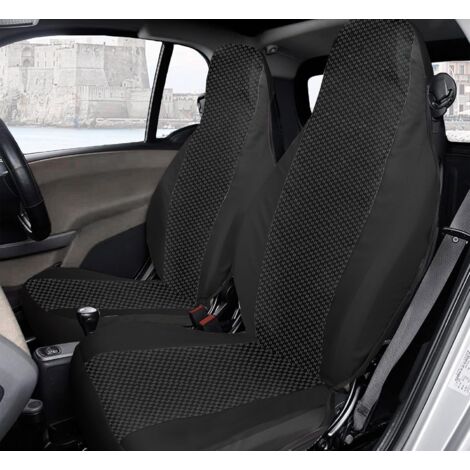Lupex Shop - Coprisedili anteriori per auto compatibili con Smart Fortwo, versione 450 451 e 453, Made in Italy, Tessuto Policotone Accoppiato, Nero