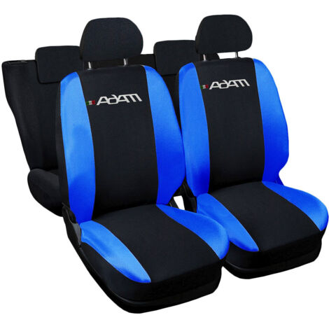Lupex shop - Coprisedili Auto Compatibili per Adam, Made In Italy, anteriori e posteriori con copri poggiatesta incluso, tessuto poliestere, Nero - Blu Royal