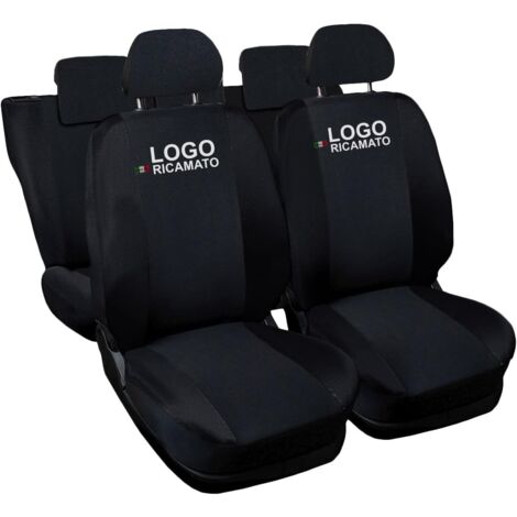 Lupex shop - Coprisedili Auto Compatibili per Clio, Made In Italy, set anteriori e posteriori, copri poggiatesta incluso, tessuto poliestere, Nero - Nero