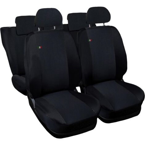 Lupex shop - Coprisedili Auto Compatibili per I20, Made In Italy, anteriori e posteriori con copri poggiatesta incluso, tessuto poliestere, Nero - Nero