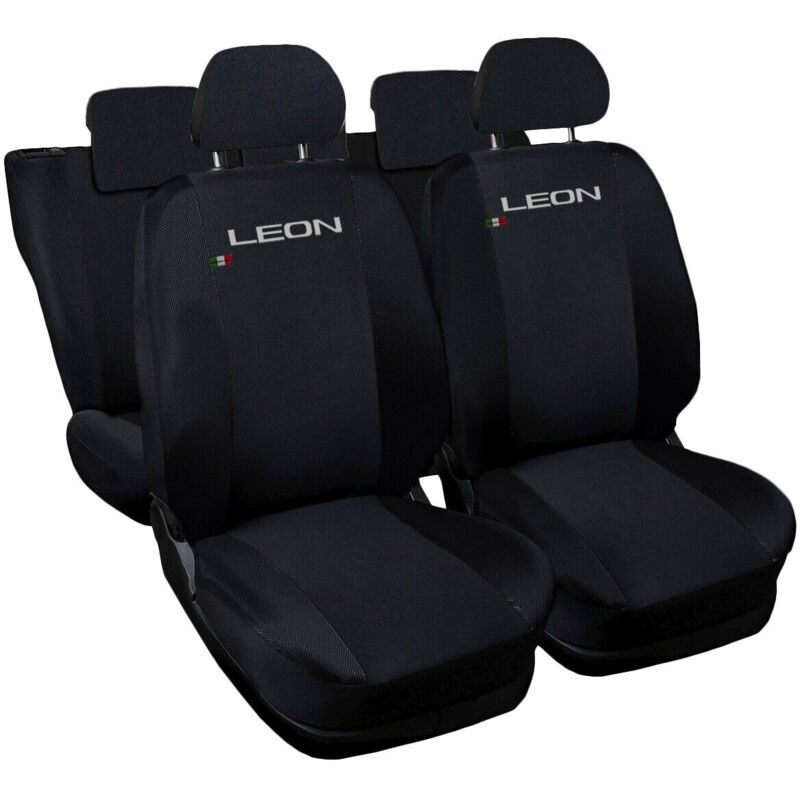 Image of Lupex shop - Coprisedili Auto Compatibili per Leon 3a Serie 2012, Made In Italy, set di copri sedili anteriori e posteriori con copri poggiatesta
