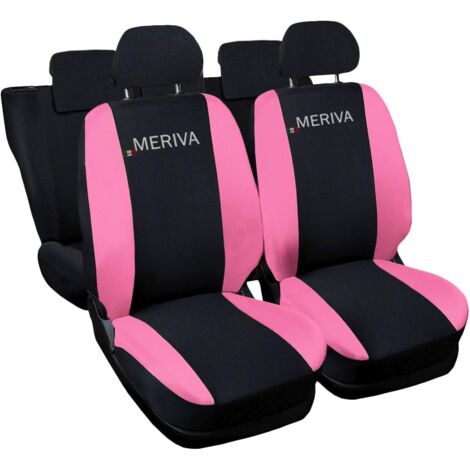 Lupex shop - Coprisedili Auto Compatibili per Meriva, Made In Italy, set anteriori e posteriori, copri poggiatesta incluso, tessuto poliestere, Nero - Rosa
