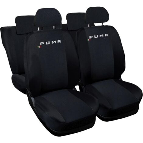 LUPEXSHOP Lupex shop - Coprisedili Auto Compatibili per Puma, Made In Italy, set di copri sedili anteriori e posteriori con copri poggiatesta incluso, tessuto poliestere, Nero - Nero